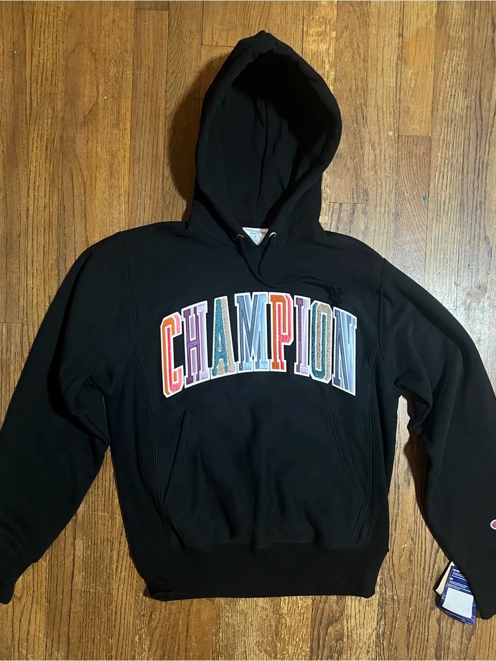NWT Champion Reverse Weave Multi-Font Spellout Hoodie - Men’s Small